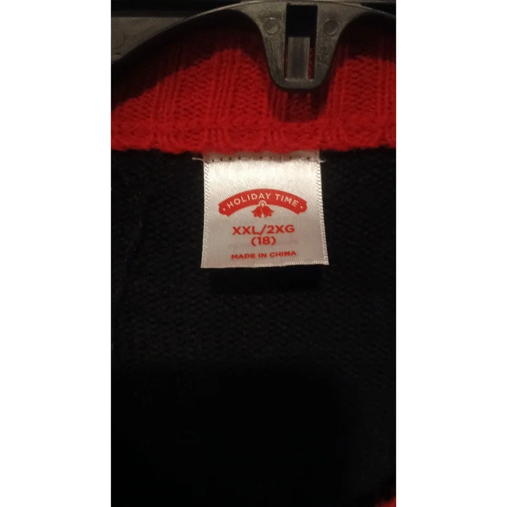 Holiday Time DJ T-Rex Sweater  XXL Black Ugly Christmas Dinosaur